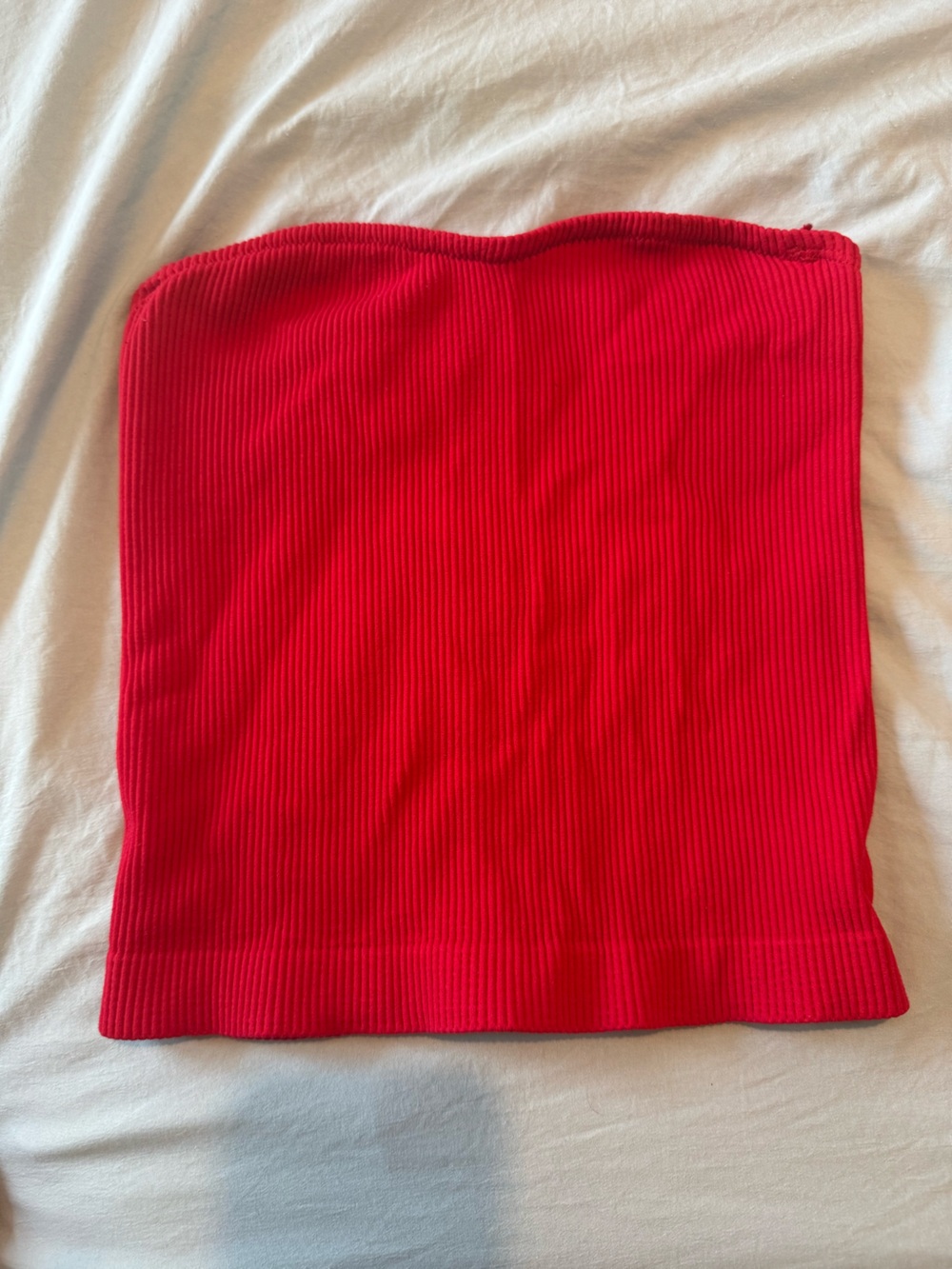 Dynamite Bright Red Ribbed Tube Top